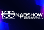National Association of Broadcasters (NAB) logo for the 2023 Show with a dark blue and purple background