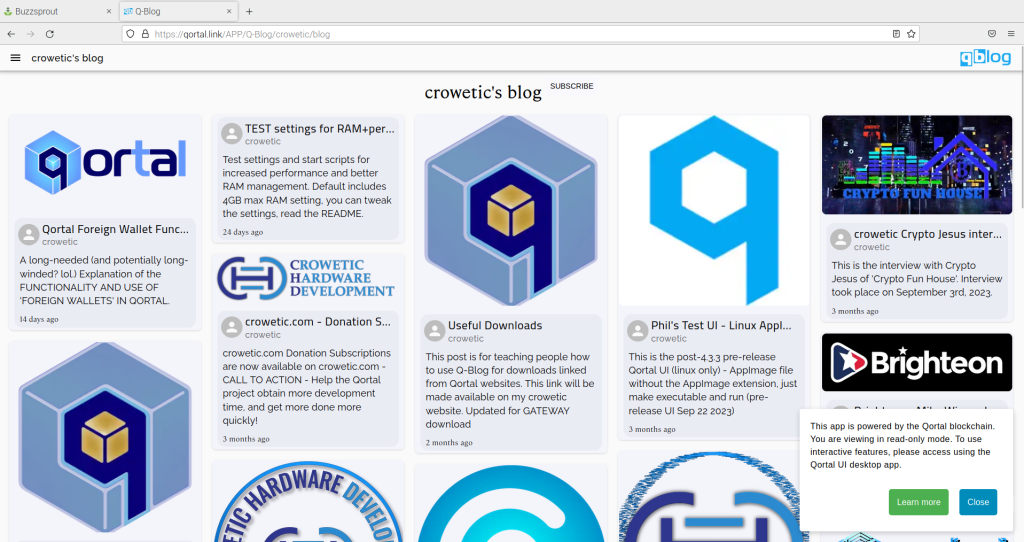 Picture of Qortal Blog (Q-Blog) content grid user interface