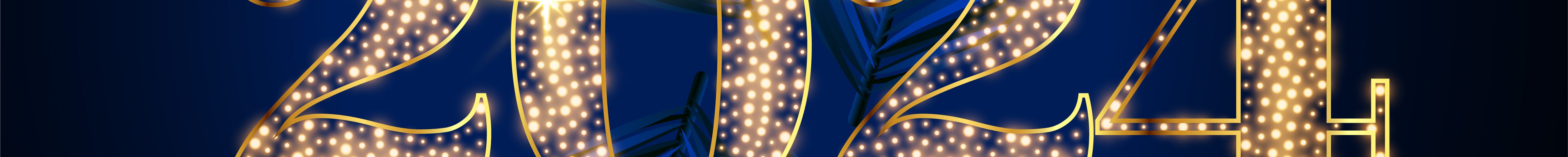 golden sparkling 2024 new year eve lettering background design vector