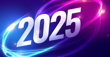 2025 numbering with blue and purple swirls with a dark blue and back hue background